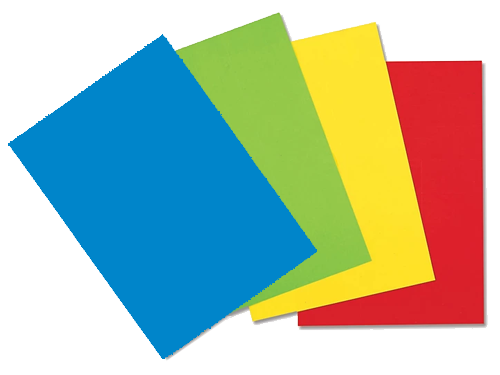 Gekleurde etiketten A4 vellen blauw geel groen rood